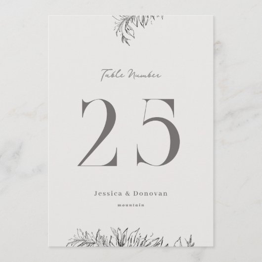 5 x 7 Botanische Hochzeit Tischnummer (Vorderseite)