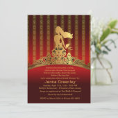 5" x 7" Bridal Princess Golden Crown Einladung (Stehend Vorderseite)