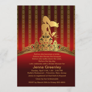 5" x 7" Bridal Princess Golden Crown Einladung