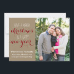 5 x 7 Crafty Christmas Holiday Foto Card Feiertagskarte<br><div class="desc">A craft paper background gives this card a rustic feel. Personalize it with your own foto.</div>