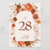5 x 7 Creme Orange Fall Floral Arch Tischnummern (Rückseite)