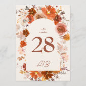 5 x 7 Creme Orange Fall Floral Arch Tischnummern (Vorderseite)