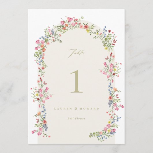 5 x 7 dainty blumental arch Wedding Tischnummer (Vorderseite)