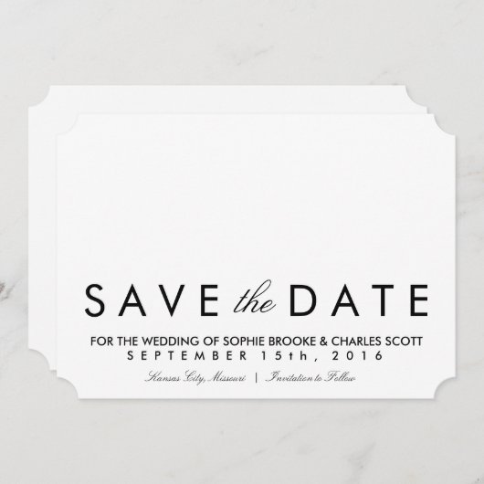5" x 7" Einfache Chic Ticket-Save the Date Vorlage (Vorne/Hinten)