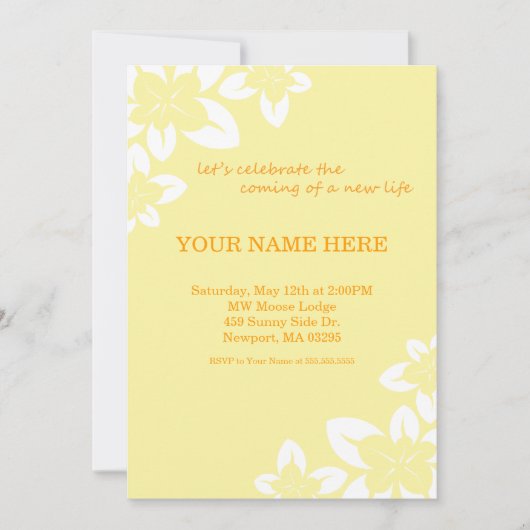 5" x 7" Einfache Gelbe Babydusche Einladung (Vorderseite)