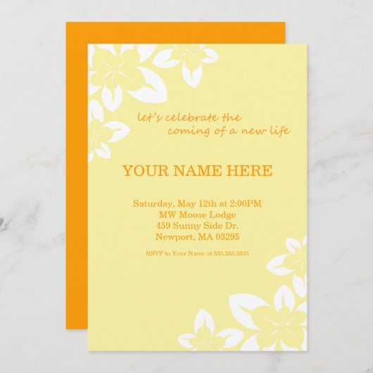 5" x 7" Einfache Gelbe Babydusche Einladung (Vorne/Hinten)