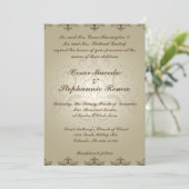 5 x 7 Einladung zur Hochzeit Tanish Brown Damask (Stehend Vorderseite)