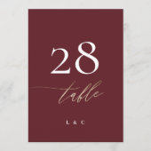 5 x 7 Elegante Burgundy Gold Wedding Tischnummer (Vorderseite)