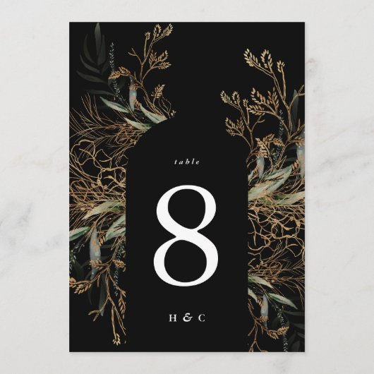 5 x 7 Eucalyptus Gold Black Arch Tischnummer (Rückseite)