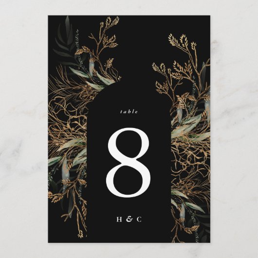 5 x 7 Eucalyptus Gold Black Arch Tischnummer (Vorderseite)