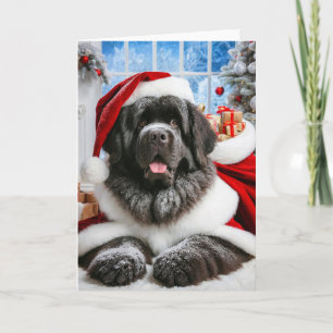 5" x 7" Falsches Neufundland Hunde Weihnachtskarte Karte