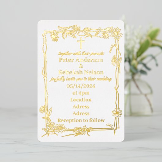5" x 7" Foil Wedding Einladung (Stehend vorne)