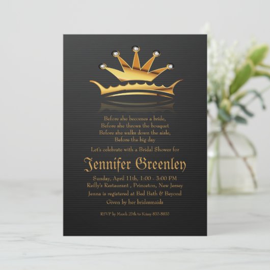 5" x 7" Gold Royal Queen Crown Einladung (Stehend Vorderseite)