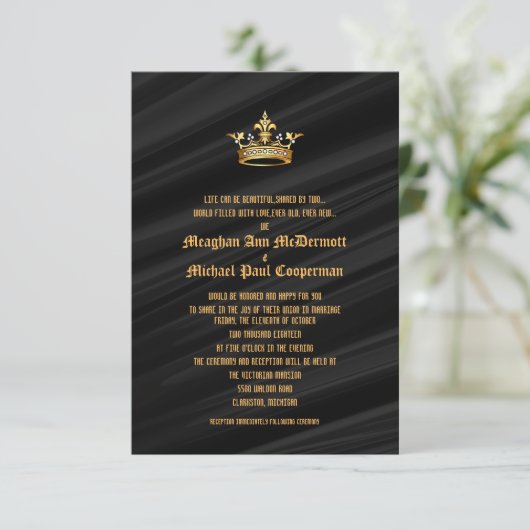 5" x 7" Golden Royal Queen Crown Einladung (Stehend Vorderseite)
