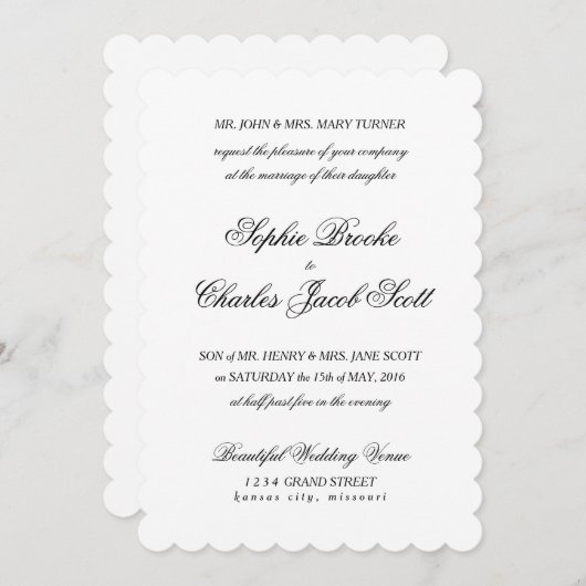 5" x 7" Klassische Skriptverkleidung Einladung Hoc (Vorne/Hinten)