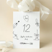 5 x 7 La Dolce Vita Doodle Wedding Tischnummer