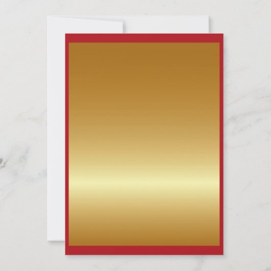 5" x 7" Luxus Moderne Goldene Ringe Rotes Herz Einladung (Rückseite)