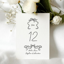 5 x 7 Moderne Ribbon Doodle Hochzeit-Tischnummer