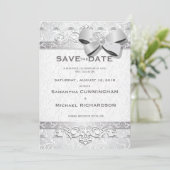 5" x 7" Moderner Silberflordampfer Rette die Save The Date (Stehend Vorderseite)