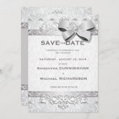 5" x 7" Moderner Silberflordampfer Rette die Save The Date (Vorne/Hinten)