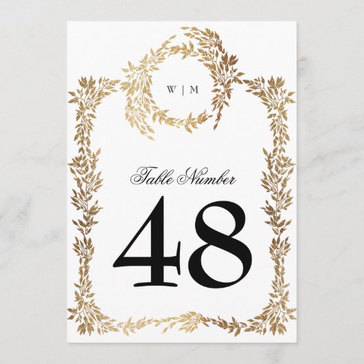 5 x 7 Monogram Wappen Classic Wedding Tischnummern (Rückseite)