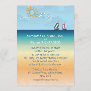 5" x 7" Ocean Sand Beach Thema Hochzeit Einladung