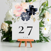 5 x 7 Romantische Navy Florals Hochzeiten Tischnum Einladung