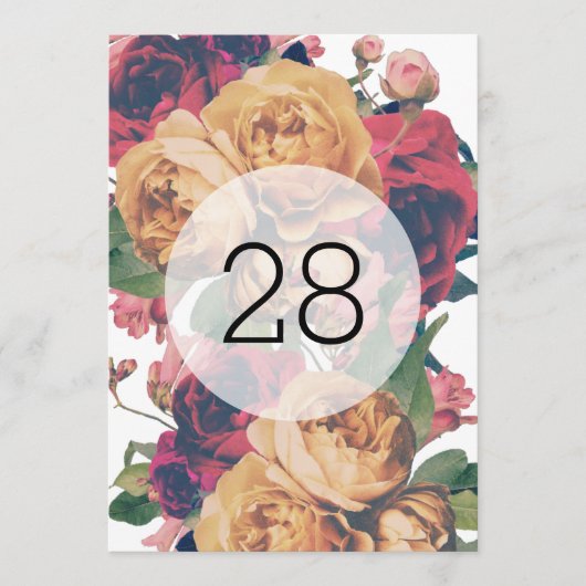 5 x 7 Rose Blumenzwiebeln Tischnummern (Vorderseite)