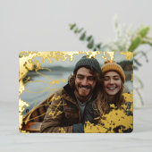 5" x 7" Rustic Real Gold Foil Save the Date Karte (Stehend vorne)