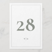 5 x 7-Sage-Grau-Rahmen-Tischnummern Einladung (Rückseite)