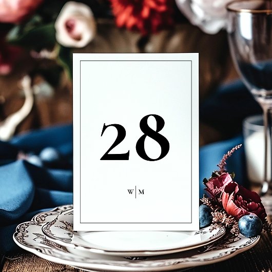 5 x 7 Schwarz-Rahmen-Tischnummern Einladung