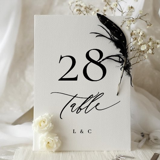 5 x 7 Schwarz-weiße moderne Hochzeiten Tischnummer