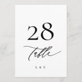 5 x 7 Schwarz-weiße moderne Hochzeiten Tischnummer (Vorderseite)