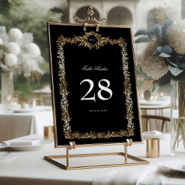 5 x 7 Schwarze Gold-Kranz-Tischnummern für Monogra
