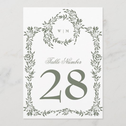 5 x 7 Tischnummern für die Krängung auf Monogramm (Vorderseite)