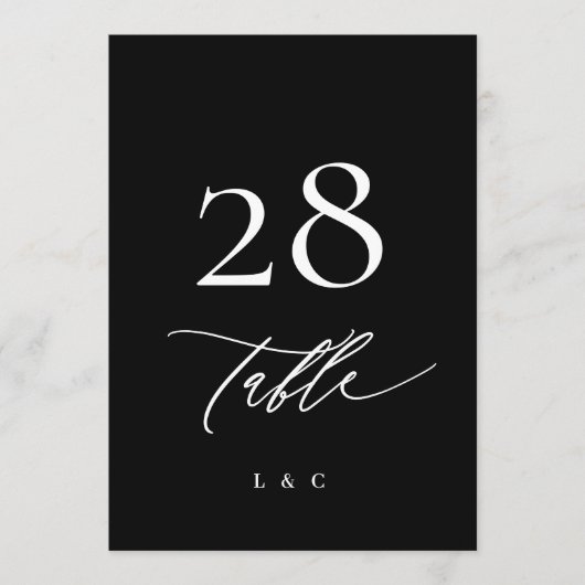 5 x 7 Tischnummern in Weiß Schwarz (Vorderseite)