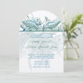 5 x 7 Vintage Pfauenvögel Einladung zur Hochzeit (Stehend Vorderseite)