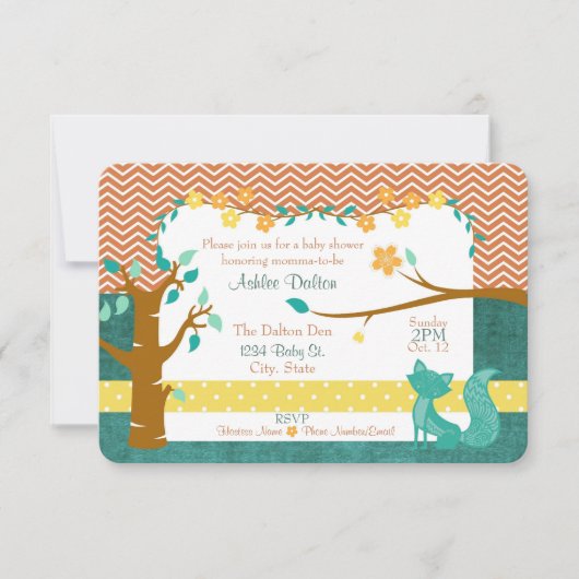 5" x 7" Waldfox-Babyparty-Einladung Einladung (Vorderseite)