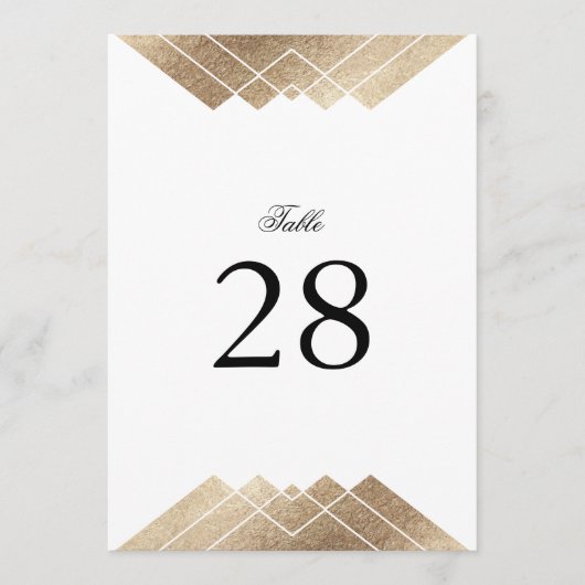 5 x 7 White Gold Gatsby Hochzeit Tischnummern (Vorderseite)