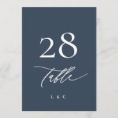 5 x 7 White Navy Blue Moderne Hochzeiten Tischnumm (Vorderseite)