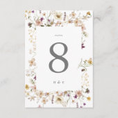 5 x 7 Wildblumen Pampas Hochzeiten Tischnummern (Vorderseite)
