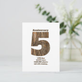 5 Year Anniversary - Wood Anniversary Milestone Postkarte (Stehend Vorderseite)