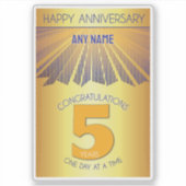 5 Year | Golden Ray 12 Step CUSTOM NAME Aufkleber (Vorderseite)