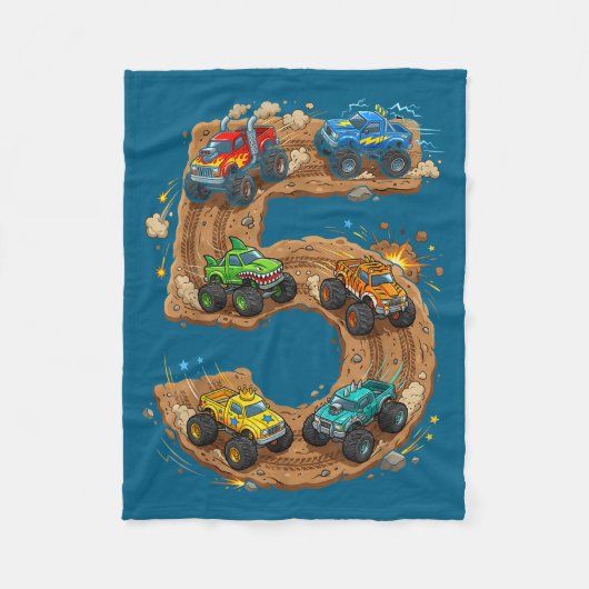 5 Year Old Monster Truck Boy Toddler 5th Birthday  Fleecedecke (Vorderseite)