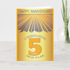 5 Year Sober Anniversary | Golden Ray 12 Step Karte