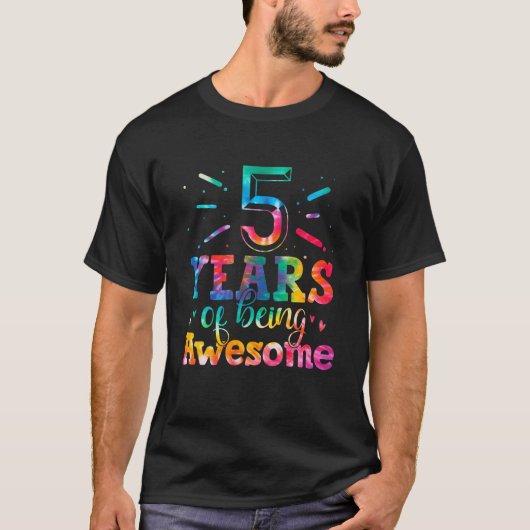 5 Years Of Being Awesome Tie Dye 5 Years Old 5Th B T-Shirt (Vorderseite)