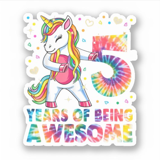 5 Years Old Unicorn Flossing 5th Birthday Girl Uni Aufkleber (Vorderseite)