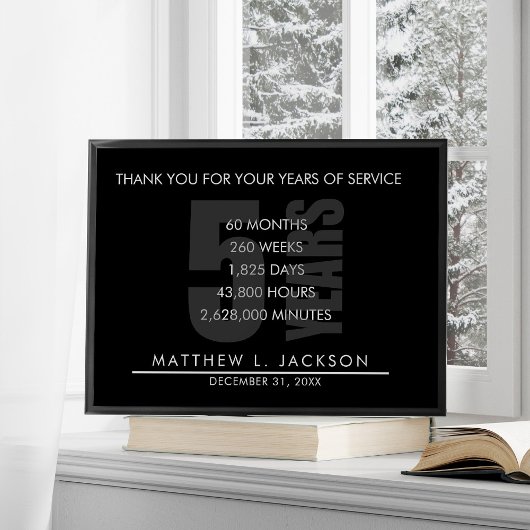 5 Years Retirement or Employee Appreciation Gift Poster