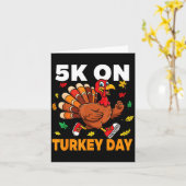 5k On Turkey Day Funny Running Thanksgiving Turkey Karte (Gelbe Blume)