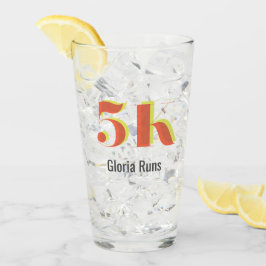 5k Race Running Celebration Bold Yellow Red Text Glas